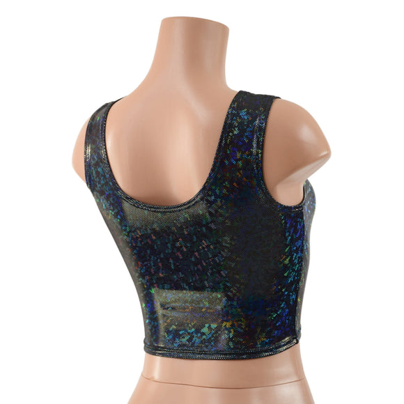 Ready To Ship Crop Tank in Black Kaleidoscope - Coquetry Clothing