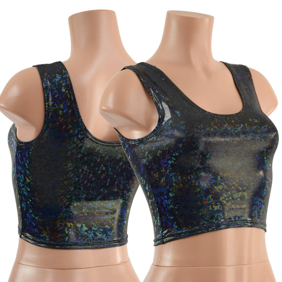 Ready To Ship Crop Tank in Black Kaleidoscope - Coquetry Clothing