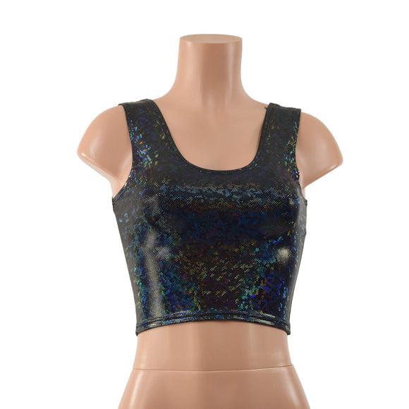 Ready To Ship Crop Tank in Black Kaleidoscope - Coquetry Clothing
