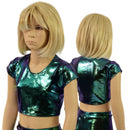 Ready to Ship Girls Scarab Holographic Cap Sleeve Crop Top - Coquetry Clothing