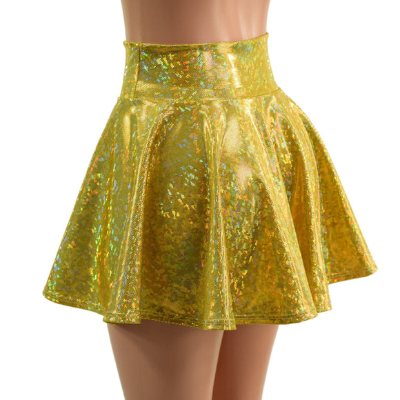 Ready To Ship Gold Kaleidoscope 15" Circle Cut Mini Skirt - Coquetry Clothing