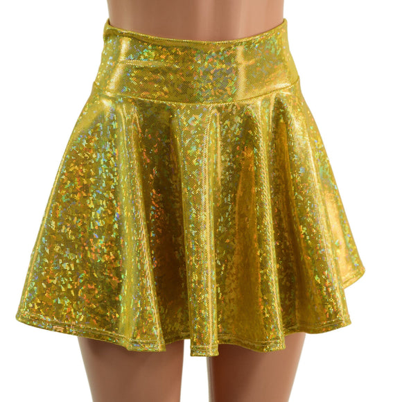 Ready To Ship Gold Kaleidoscope 15" Circle Cut Mini Skirt - Coquetry Clothing