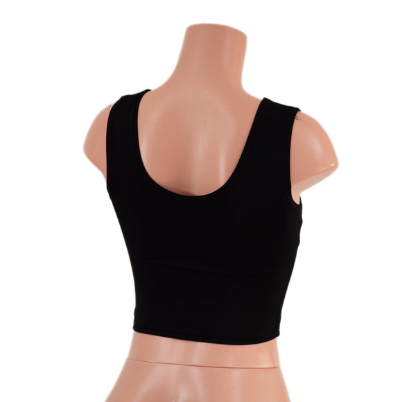 Ready To Ship Smooth Black Spandex Crop Tank - Coquetry Clothing