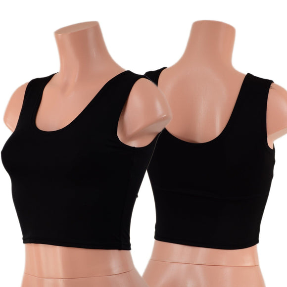 Ready To Ship Smooth Black Spandex Crop Tank - Coquetry Clothing