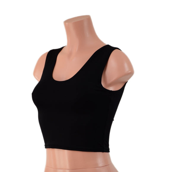 Ready To Ship Smooth Black Spandex Crop Tank - Coquetry Clothing