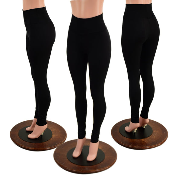 Ready To Ship Smooth Black Spandex High Waist Leggings - Coquetry Clothing