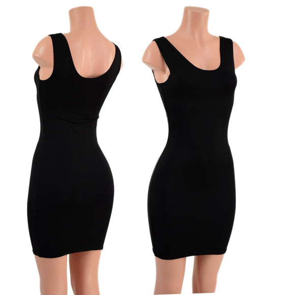 Ready To Ship Smooth Black Spandex Tank Dress - Coquetry Clothing