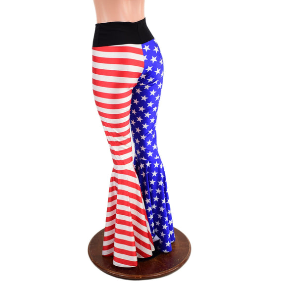 Ready to Ship Stars and Stripes High Waist Bell Bottom Flares Large - Coquetry Clothing