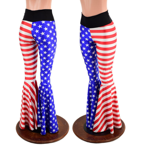 Ready to Ship Stars and Stripes High Waist Bell Bottom Flares Large - Coquetry Clothing