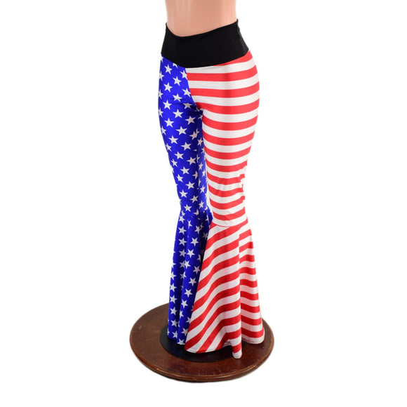 Ready to Ship Stars and Stripes High Waist Bell Bottom Flares Large - Coquetry Clothing