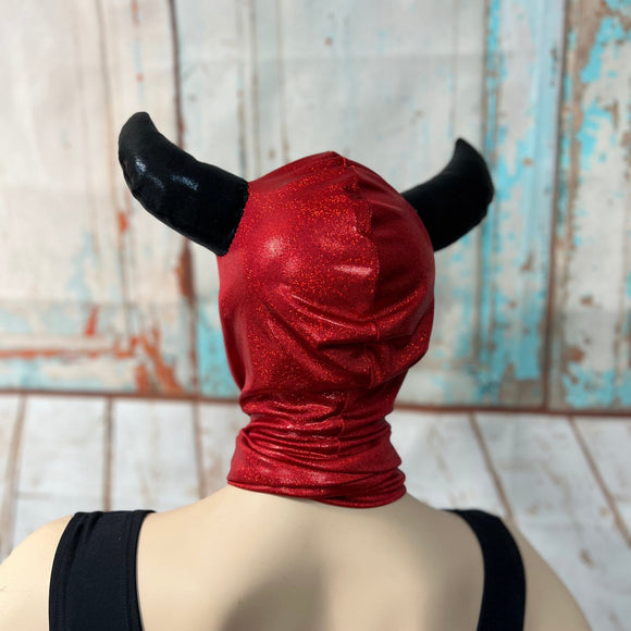 Red and Black Devil Bonnet Hood - Coquetry Clothing
