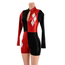 Red and Black Harlequin Romper with White Diamonds - Coquetry Clothing