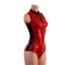 Red and Black Sleeveless Stella Romper with Side Panels - Coquetry Clothing