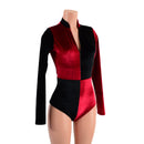Red and Black Velvet Quad Color Blocked Stella Romper - Coquetry Clothing