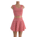 Red and White Circus Stripes 15" Circle Cut Skirt OR Top READY to SHIP - Coquetry Clothing