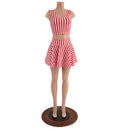 Red and White Circus Stripes 15" Circle Cut Skirt OR Top READY to SHIP - Coquetry Clothing