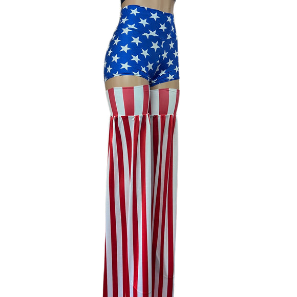 Red and White Stripe Candy Cane Stilt Covers (all vertical striped) - Coquetry Clothing