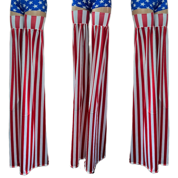 Red and White Stripe Candy Cane Stilt Covers (all vertical striped) - Coquetry Clothing