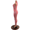 Red and White Stripe Plunging V Catsuit - Coquetry Clothing