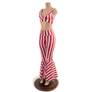Red and White Striped High Waist Bell Bottom Flares and Starlette Bralette Set - Coquetry Clothing