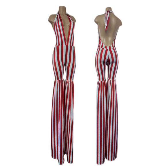 Red and White Striped Stilting Costume - Coquetry Clothing