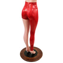 Red Sparkly Jewel Asymmetrical One Leg Leggings - Coquetry Clothing