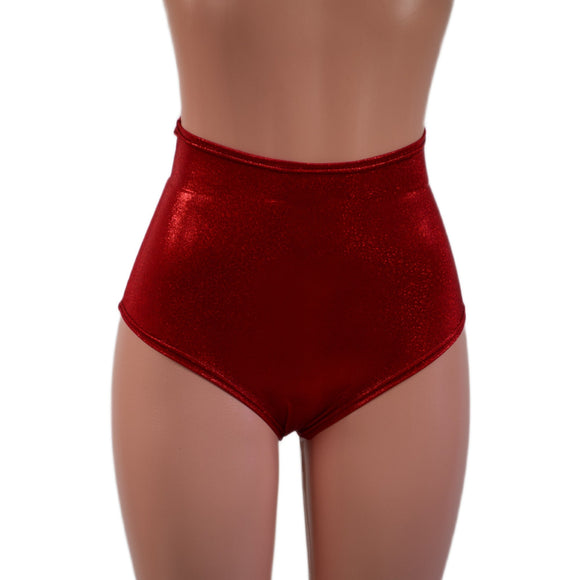 Red Sparkly Jewel High Waist Siren Shorts - Coquetry Clothing