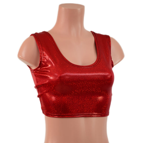 Red Sparkly Jewel MINI Crop Tank - Coquetry Clothing