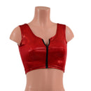 Red Sparkly Jewel MINI Crop Tank with Black Zipper Front - Coquetry Clothing