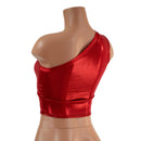 Red Sparkly Jewel One Shoulder Crop Top - Coquetry Clothing