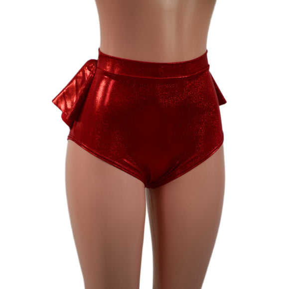 Red Sparkly Jewel Ruffle Rump Siren Shorts - Coquetry Clothing