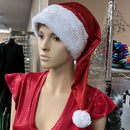 Red Sparkly Jewel Santa Hat with White Minky Trim - Coquetry Clothing