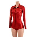 Red Sparkly Rodeo Romper with Snap Cuffs and Boy Cut Leg - Coquetry Clothing