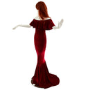 Red Velvet Off Shoulder Puddle Train Gown - Coquetry Clothing