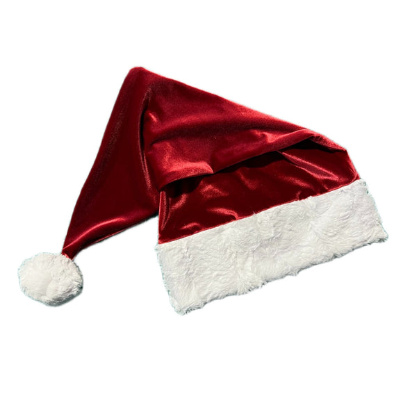 Red Velvet Santa Hat with White Minky Trim - Coquetry Clothing