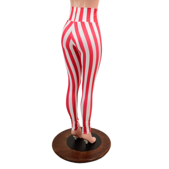 Red & White Striped Leggings - Coquetry Clothing