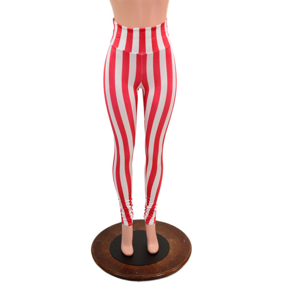 Red & White Striped Leggings - Coquetry Clothing