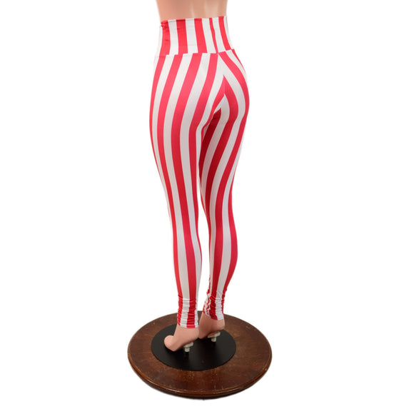 Red & White Striped Leggings - Coquetry Clothing