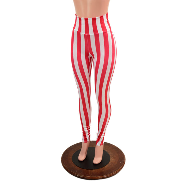 Red & White Striped Leggings - Coquetry Clothing