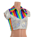 Retro Rainbow Rodeo Crop Top with Cap Sleeves - Coquetry Clothing
