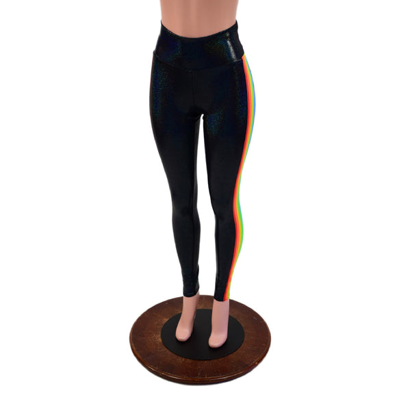 Retro Rainbow Side Panel High Waist Leggings - Coquetry Clothing