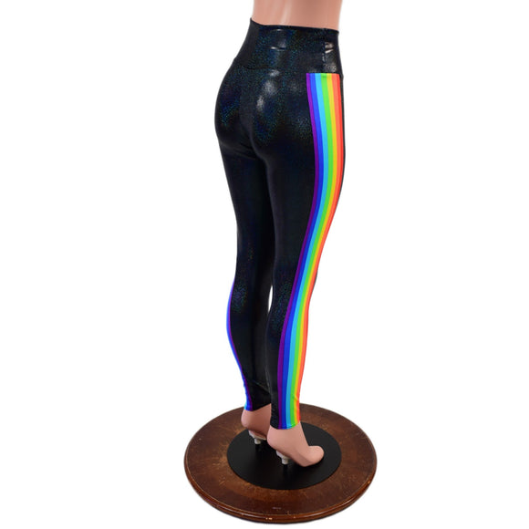 Retro Rainbow Side Panel High Waist Leggings - Coquetry Clothing