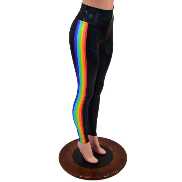 Retro Rainbow Side Panel High Waist Leggings - Coquetry Clothing