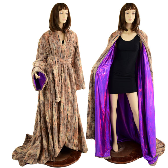 Reversible Minky Faux Fur Puddle Train Robe with Belt - Coquetry Clothing