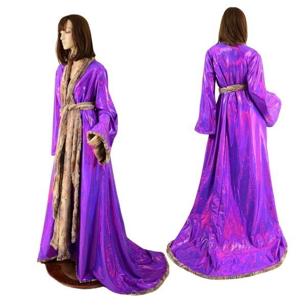 Reversible Minky Faux Fur Puddle Train Robe with Belt - Coquetry Clothing