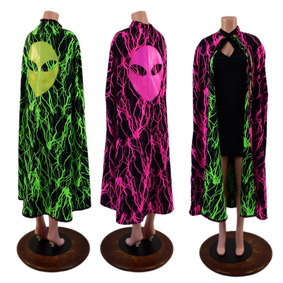 Reversible Neon Alien Head Cape - Coquetry Clothing
