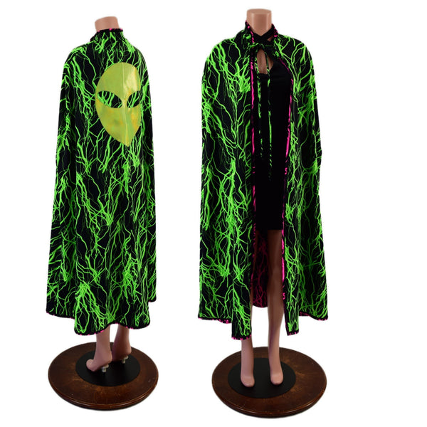 Reversible Neon Alien Head Cape - 7