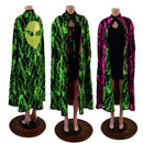 Reversible Neon Alien Head Cape - Coquetry Clothing