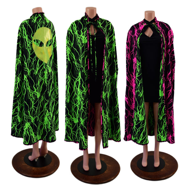Reversible Neon Alien Head Cape - 6
