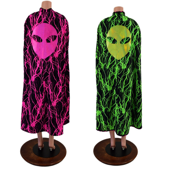 Reversible Neon Alien Head Cape - 9